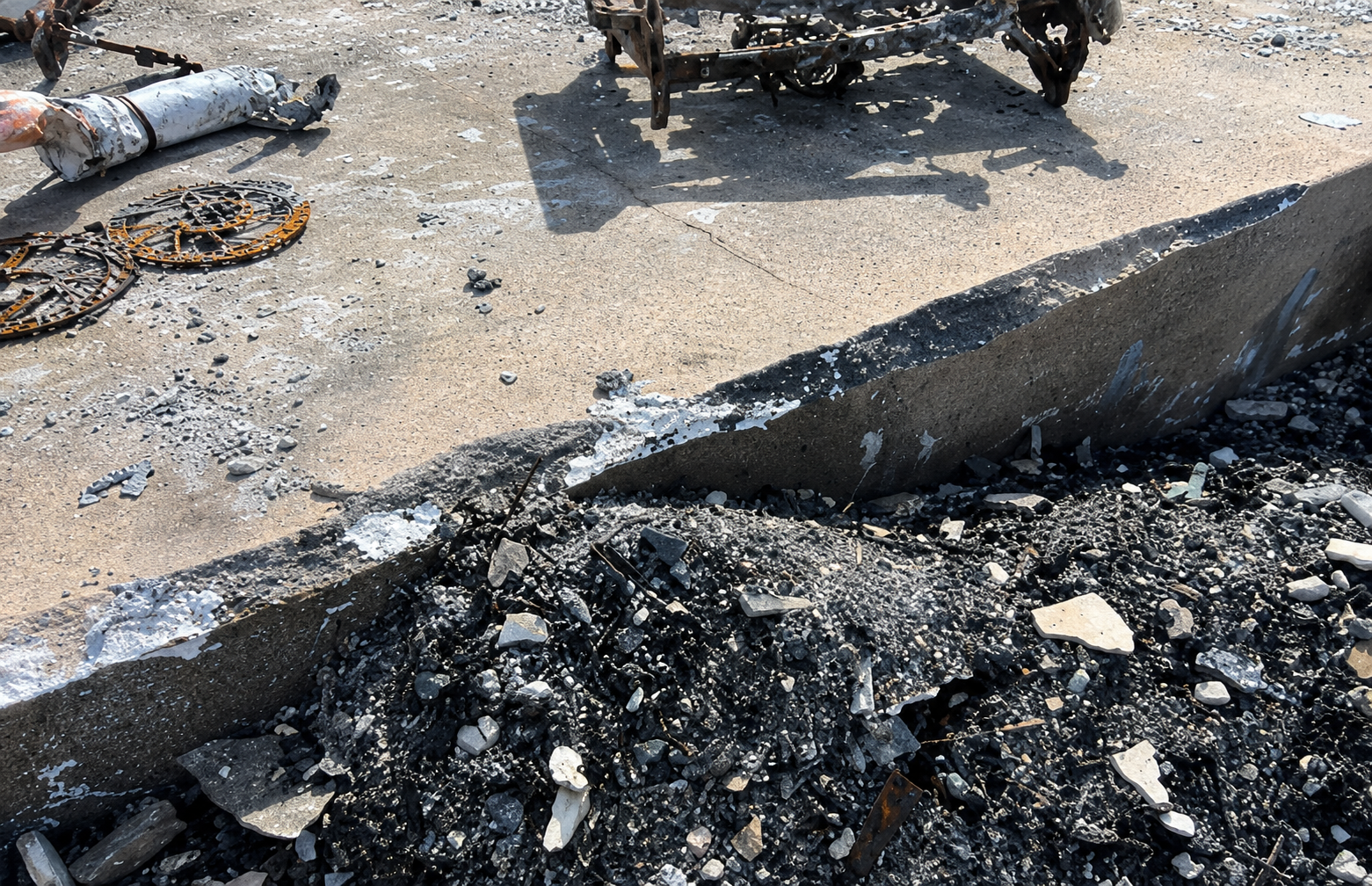 wildfire damage to concrete foundations after palisades fire