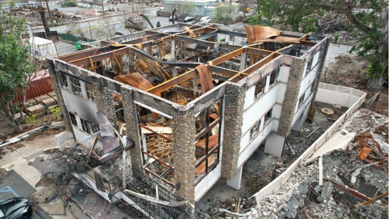 Commercial building impacted by the Lahania fires